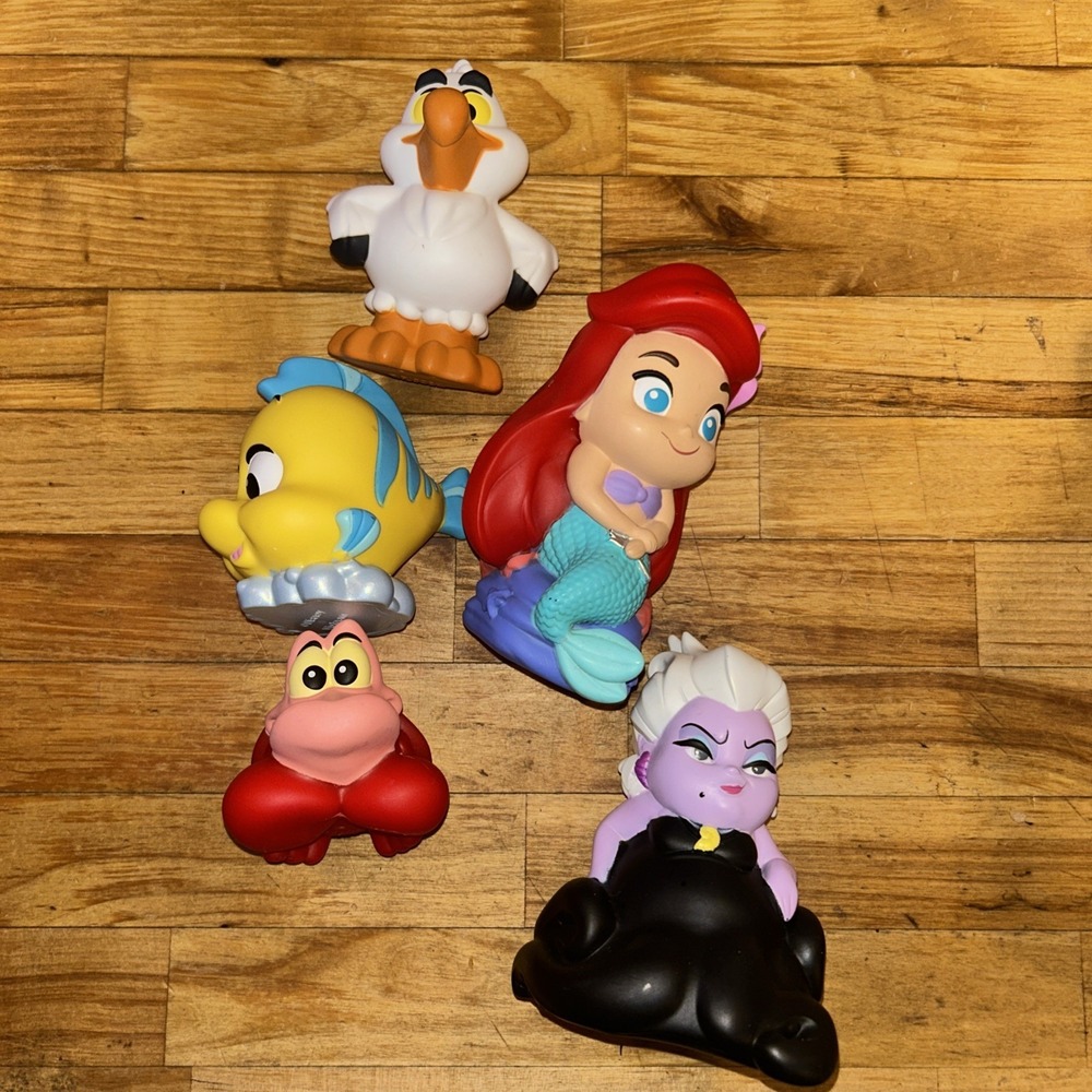 The Little Mermaid Bath Toy Set by Disney - Lot of 5  Ariel, Ursula, Flounder D3